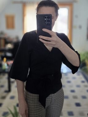 Express Black Wrap Top with Tie Waist